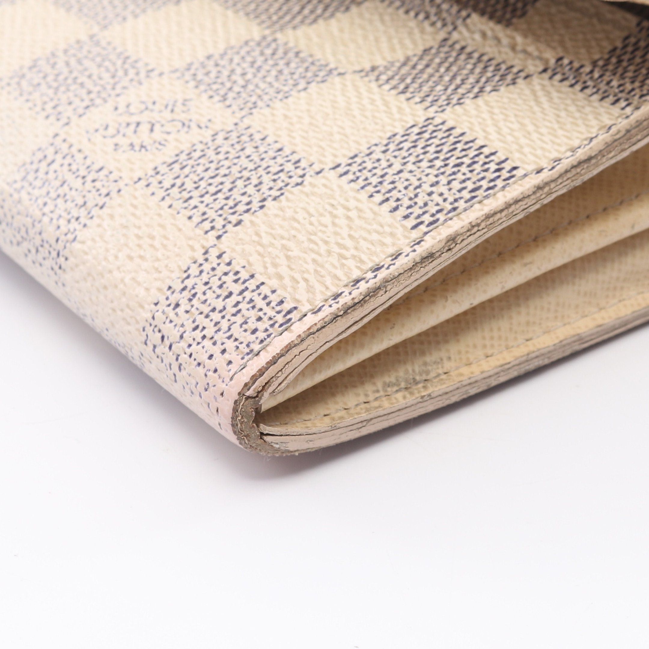 Louis Vuitton Louis Vuitton Portefeuil Sara Damier Azur Bi-Fold Long Wallet Leather White Size ONE SIZE - 9 Thumbnail
