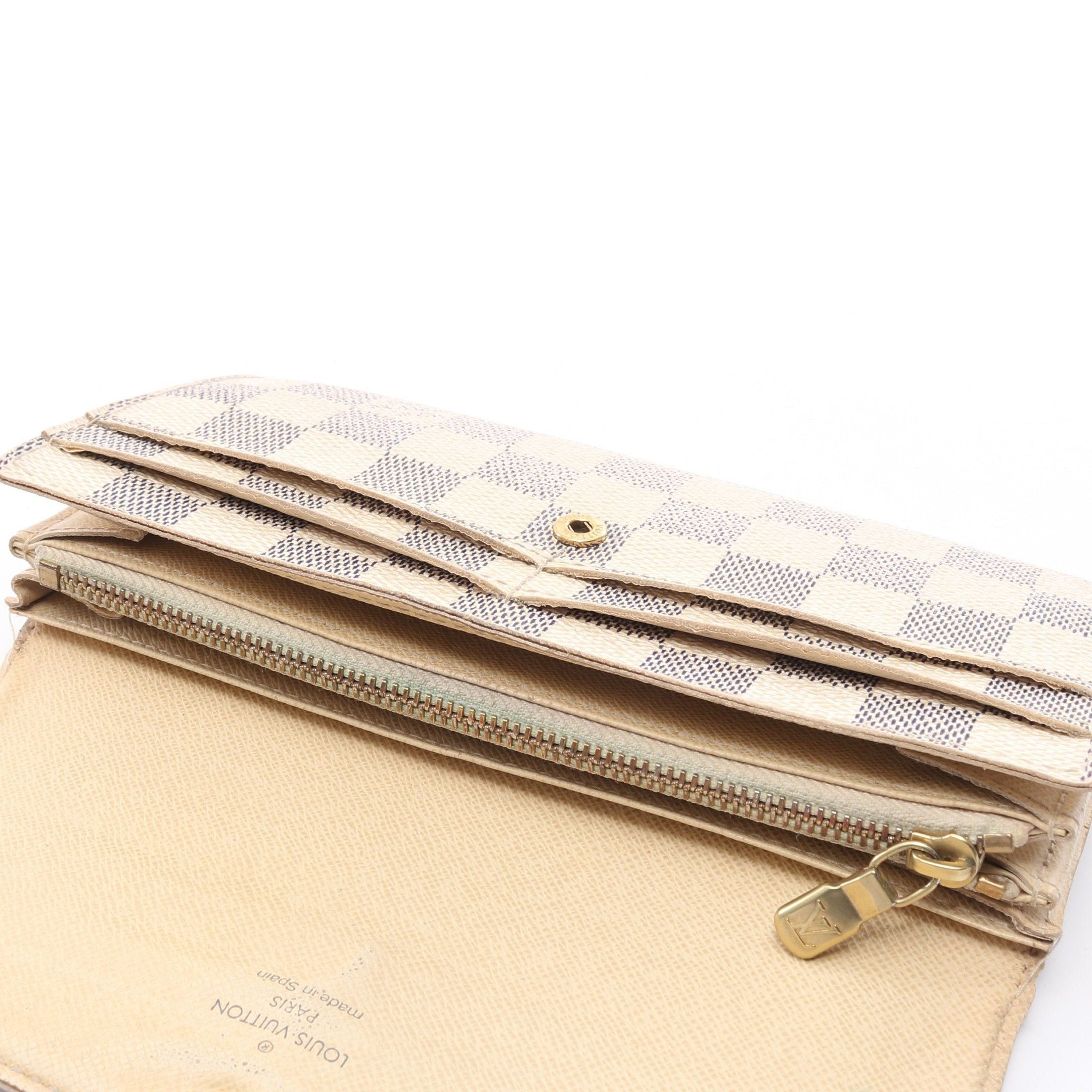 Louis Vuitton Louis Vuitton Portefeuil Sara Damier Azur Bi-Fold Long Wallet Leather White Size ONE SIZE - 14 Thumbnail