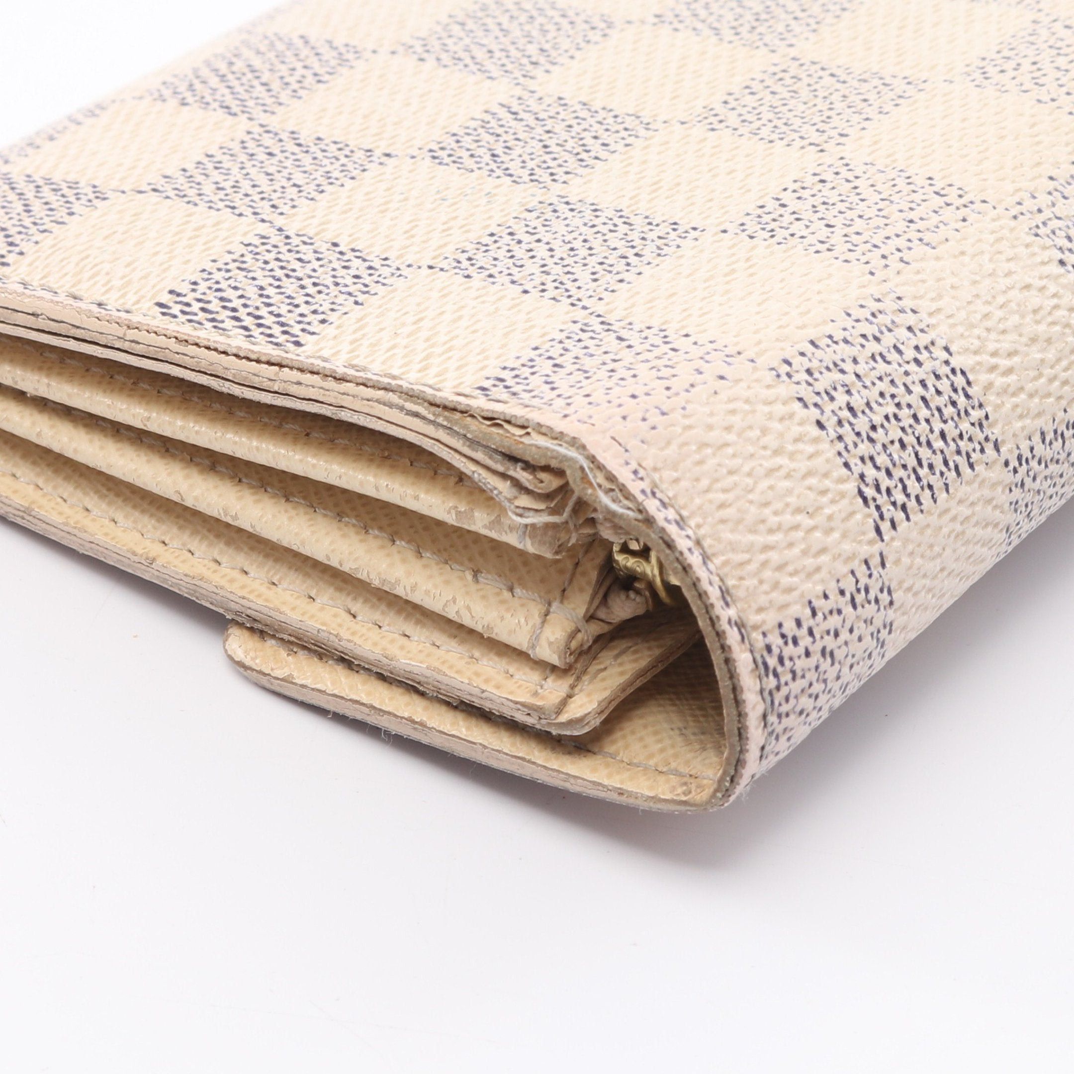 Louis Vuitton Louis Vuitton Portefeuil Sara Damier Azur Bi-Fold Long Wallet Leather White Size ONE SIZE - 8 Thumbnail