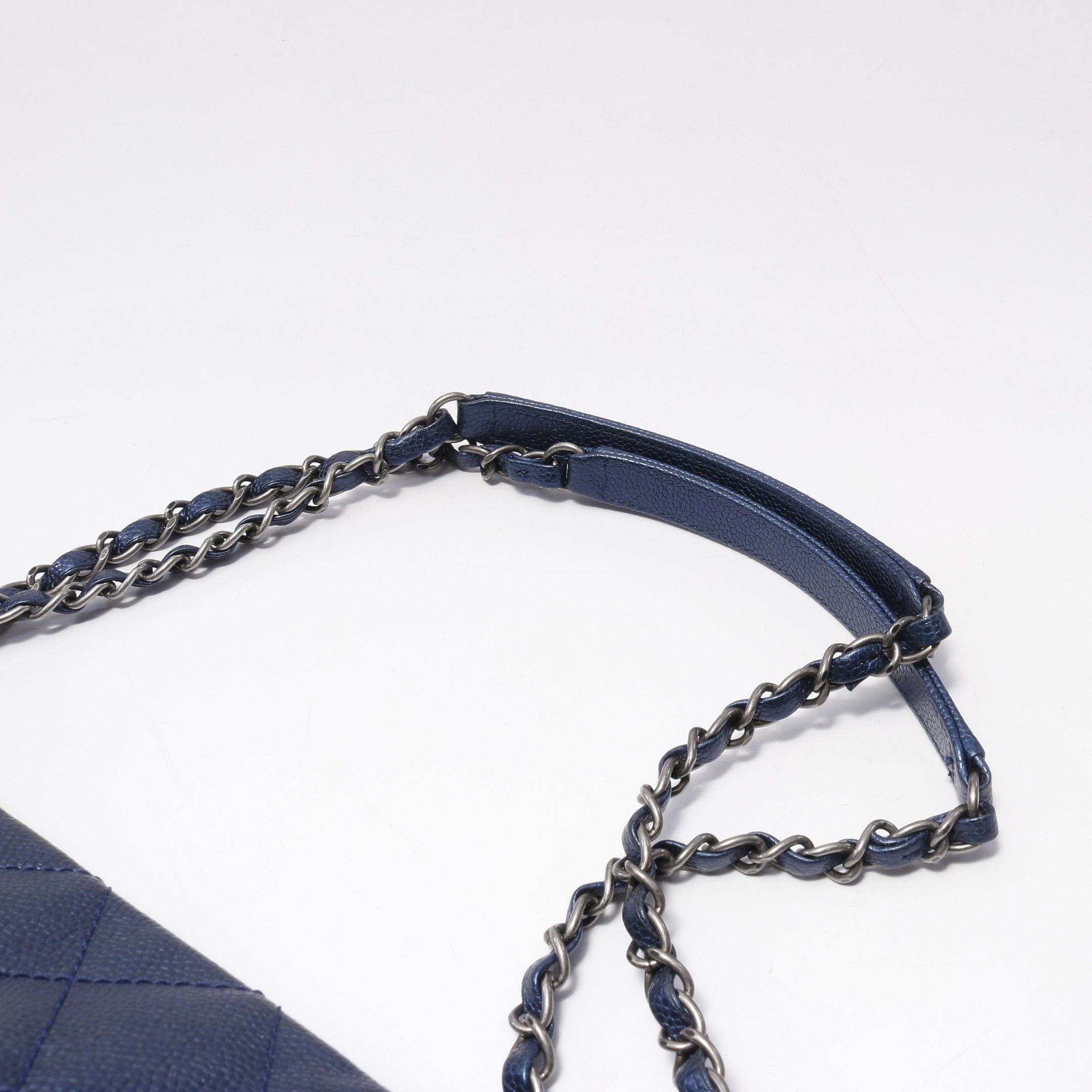 Chanel Chanel Matelasse Chain Shoulder Bag Tote Caviar Skin Blue Antique Silver Hardware Metallic Size ONE SIZE - 7 Thumbnail