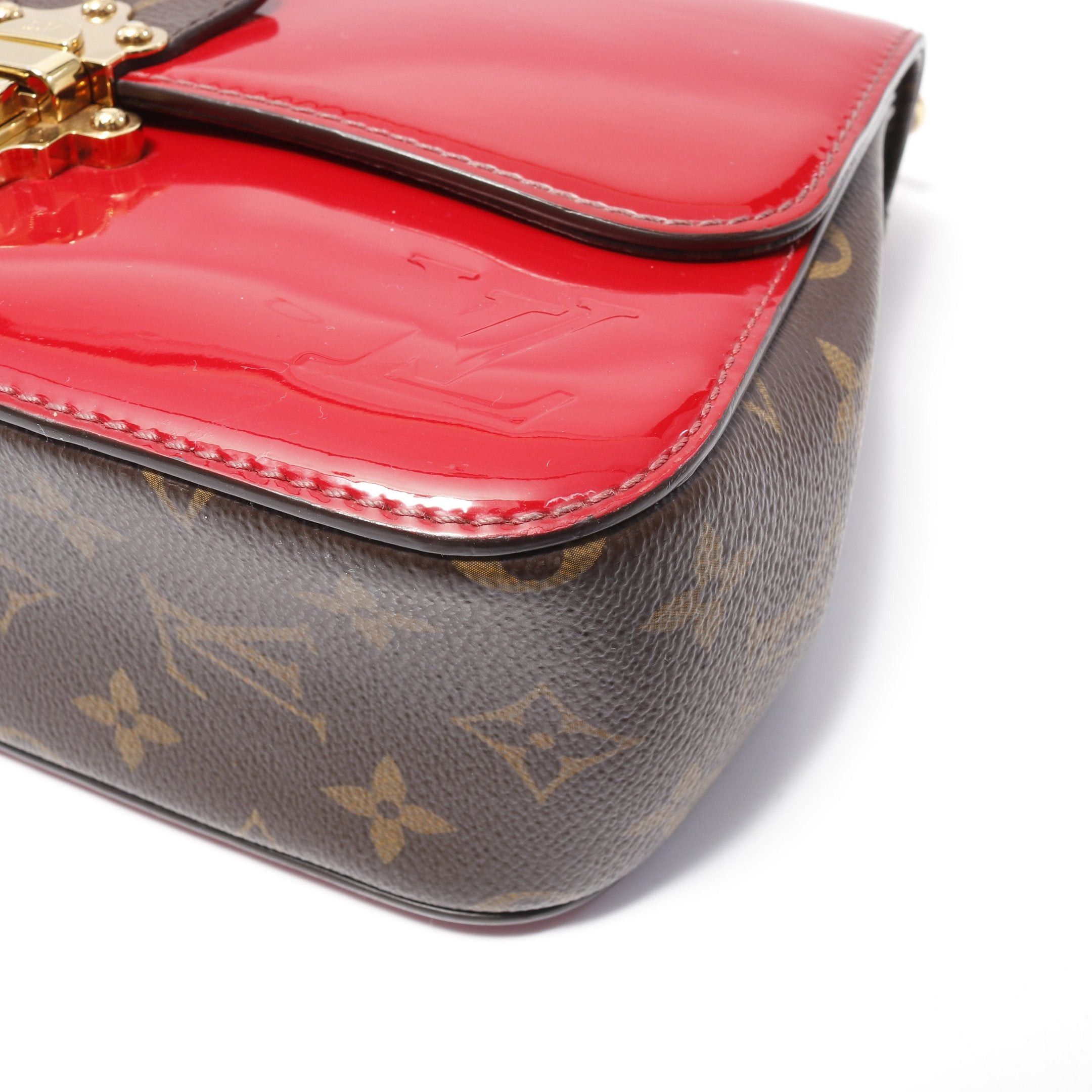 Louis Vuitton Louis Vuitton Cherry Wood Bb Vernis Scarlet Handbag Leather Red Brown Size ONE SIZE - 6 Thumbnail