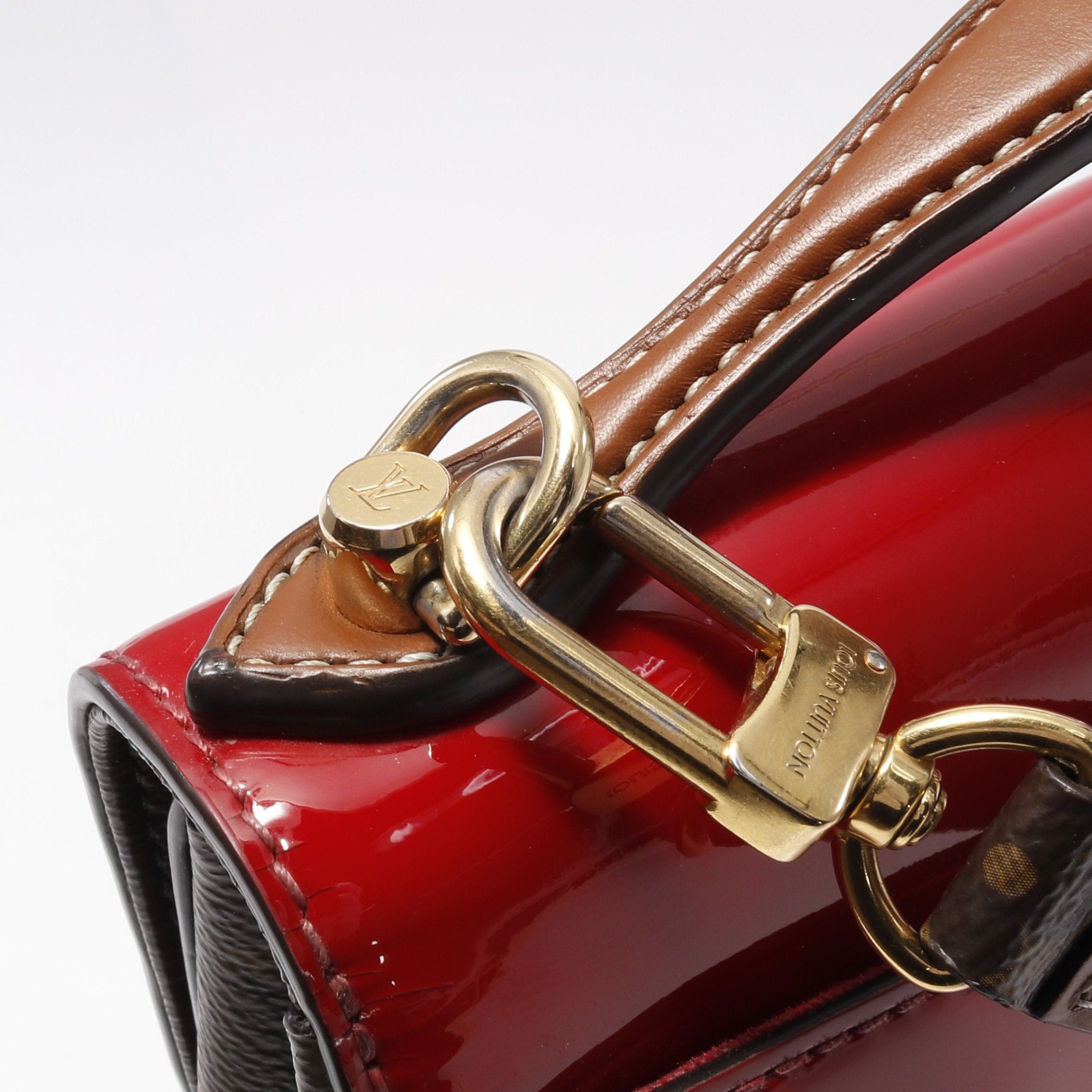 Louis Vuitton Louis Vuitton Cherry Wood Bb Vernis Scarlet Handbag Leather Red Brown Size ONE SIZE - 7 Thumbnail