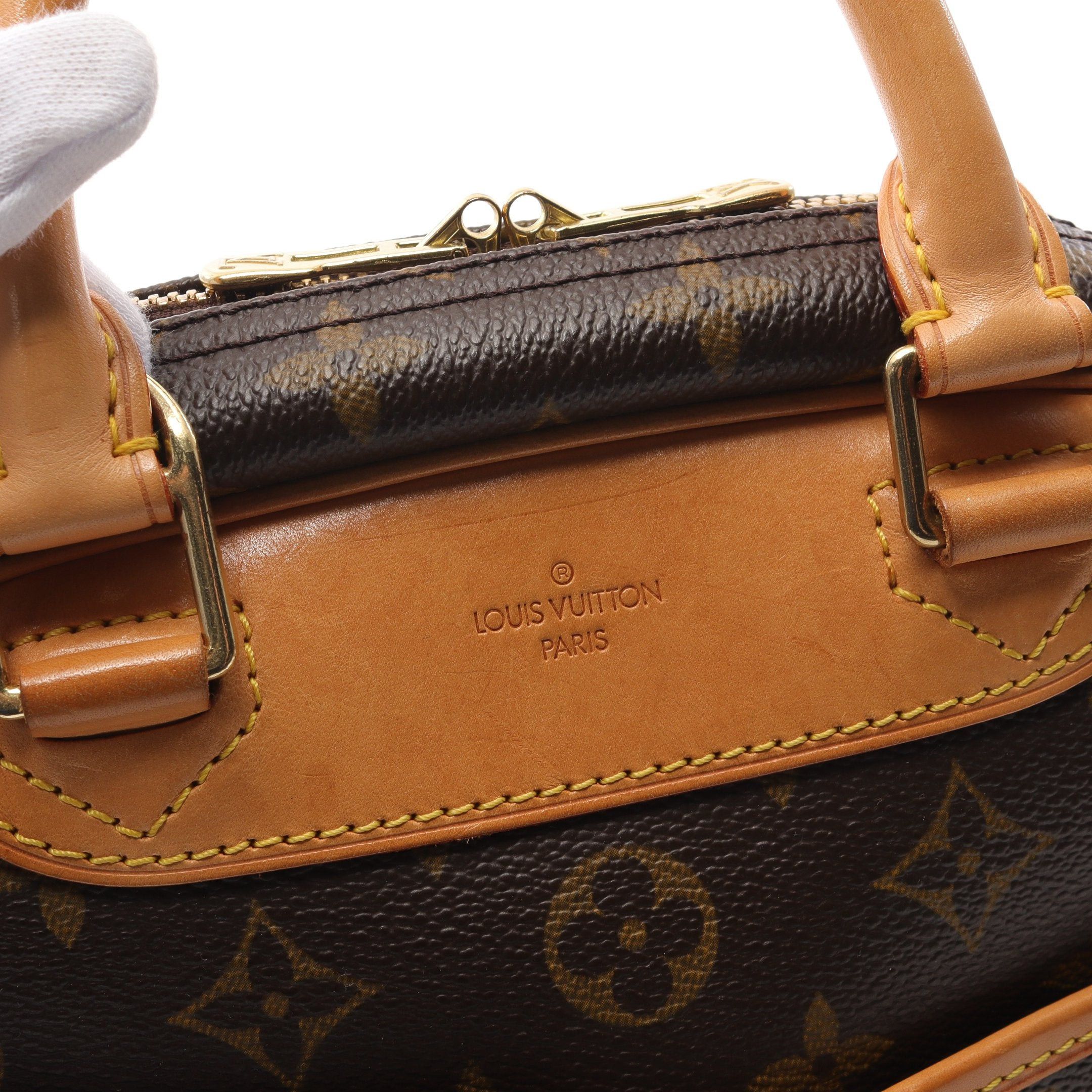 Louis Vuitton Louis Vuitton Trouville Monogram Handbag Leather Brown Size ONE SIZE - 8 Thumbnail