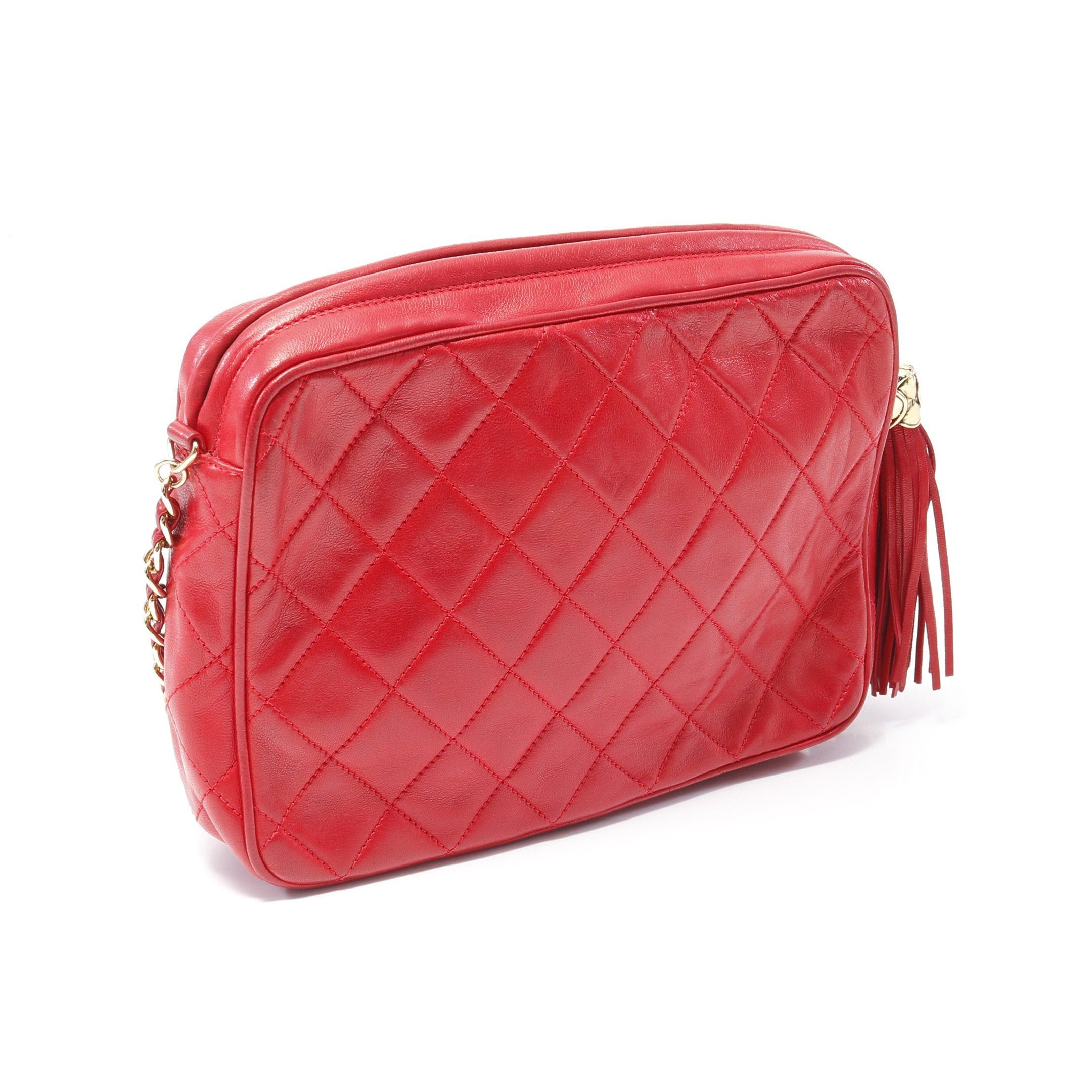 Chanel Chanel Matelasse Chain Shoulder Bag Lambskin Red Gold Hardware Tassel Size ONE SIZE - 2 Thumbnail