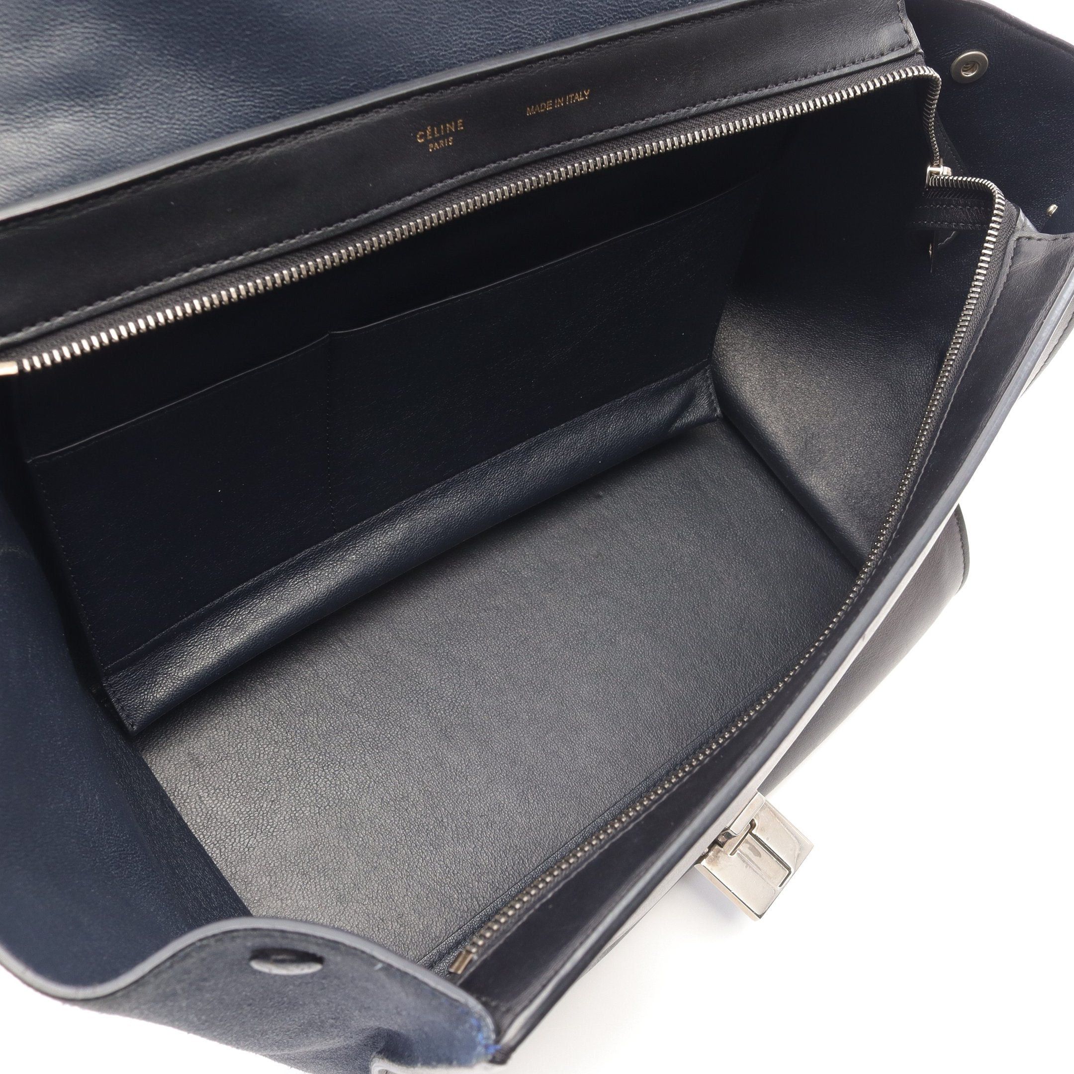 Celine Celine Trapeze Medium Handbag Leather Suede Gray Beige Black Blue Size ONE SIZE - 3 Thumbnail