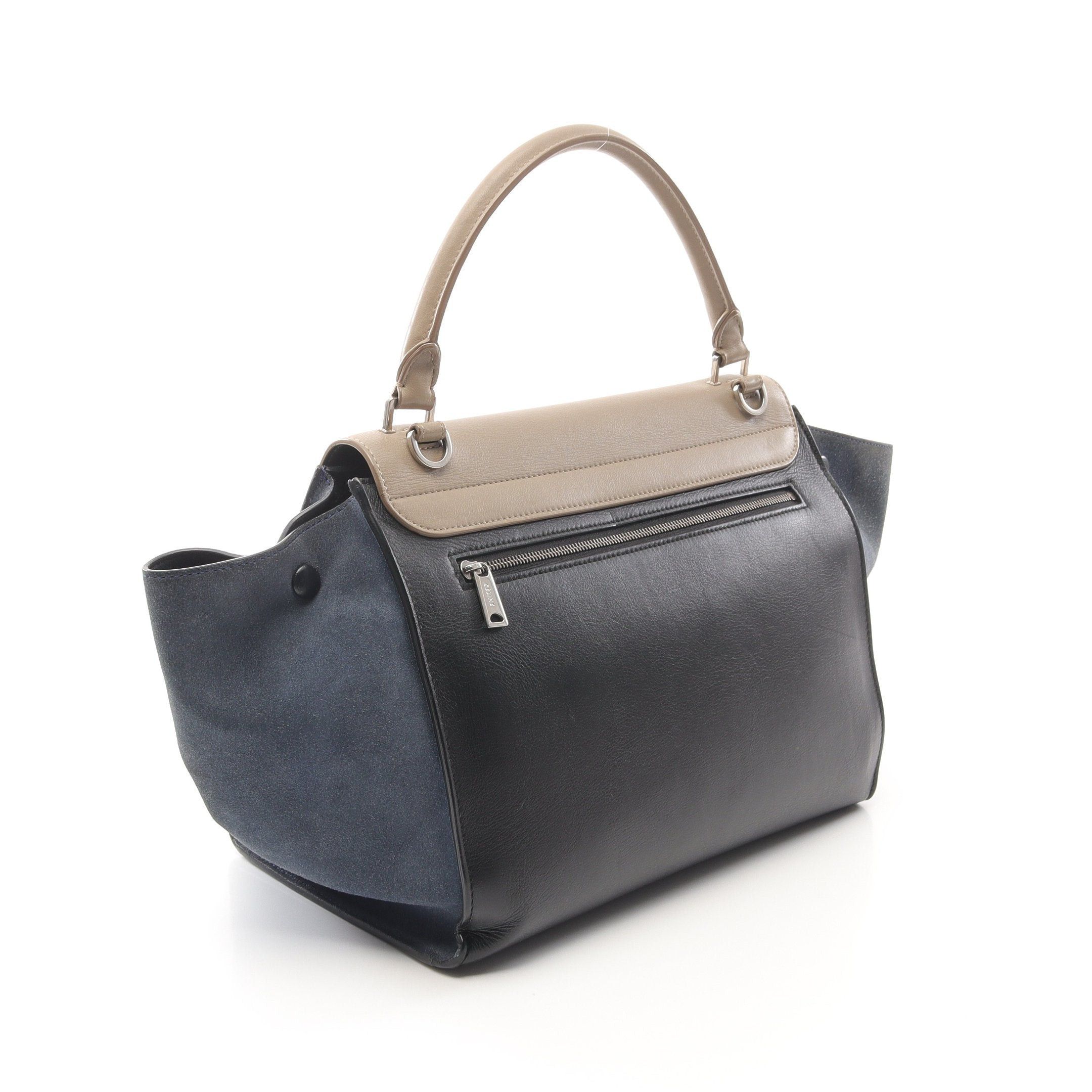 Celine Celine Trapeze Medium Handbag Leather Suede Gray Beige Black Blue Size ONE SIZE - 2 Thumbnail