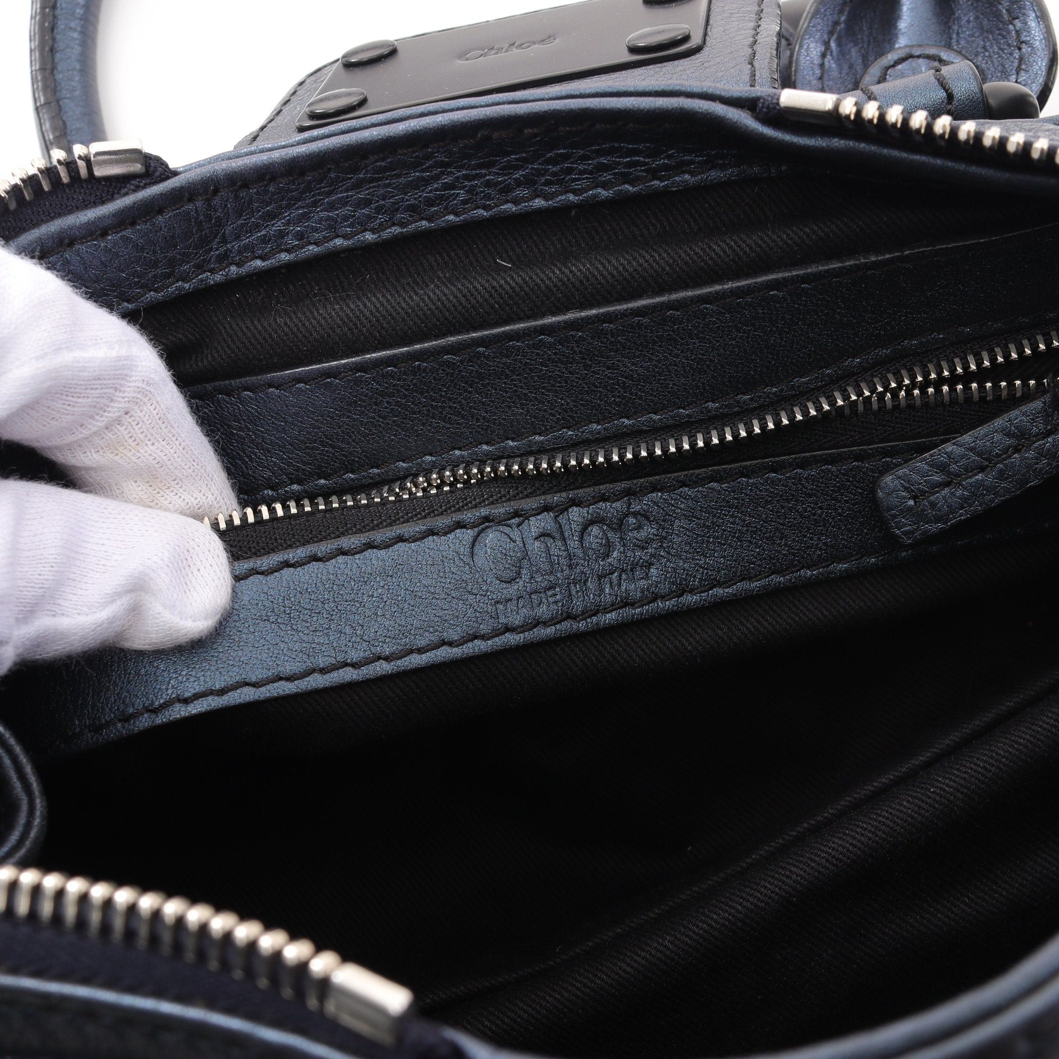 Chloe Chloe Paddington Handbag Leather Dark Blue Size ONE SIZE - 4 Thumbnail