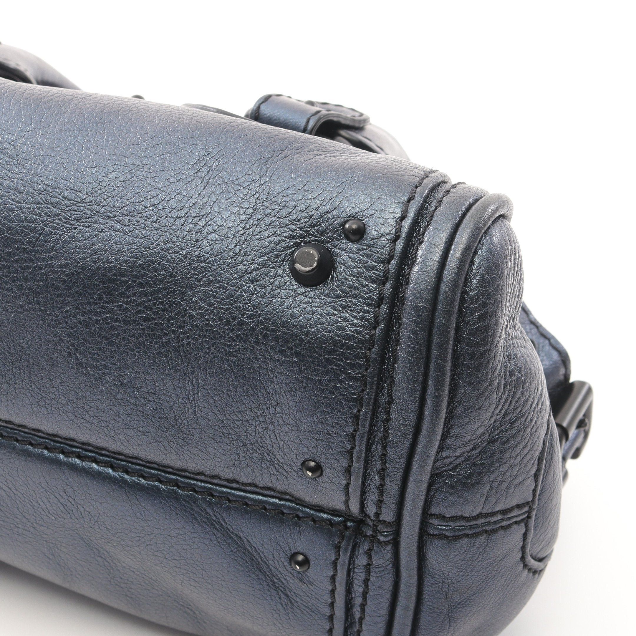 Chloe Chloe Paddington Handbag Leather Dark Blue Size ONE SIZE - 7 Thumbnail