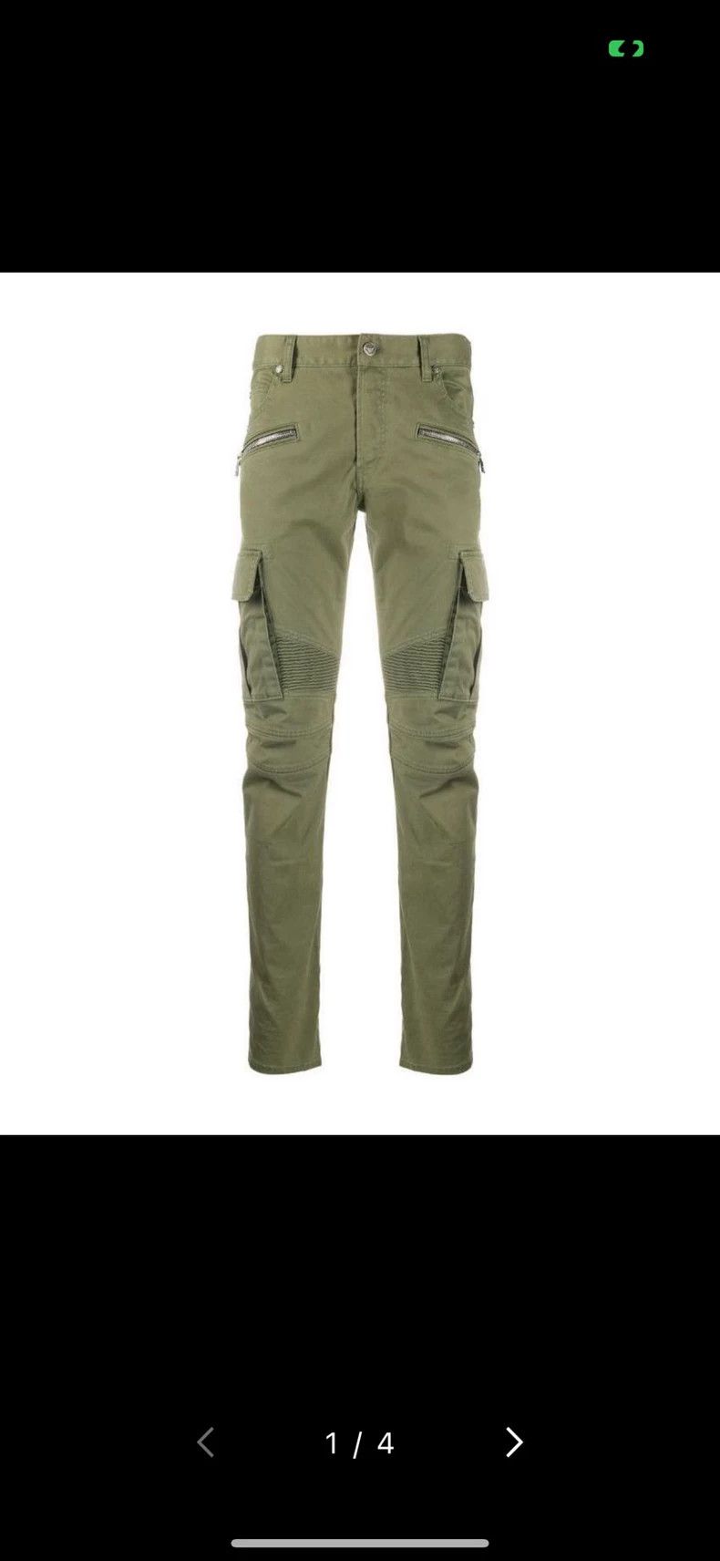 Balmain Balmain Green Slim-Fit Cargo Pants with Zippers Size US 31 - 6 Thumbnail