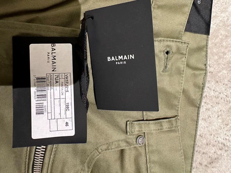 Balmain Balmain Green Slim-Fit Cargo Pants with Zippers Size US 31 - 5 Thumbnail