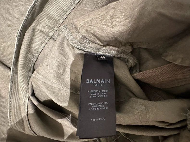 Balmain Balmain Green Slim-Fit Cargo Pants with Zippers Size US 31 - 4 Thumbnail