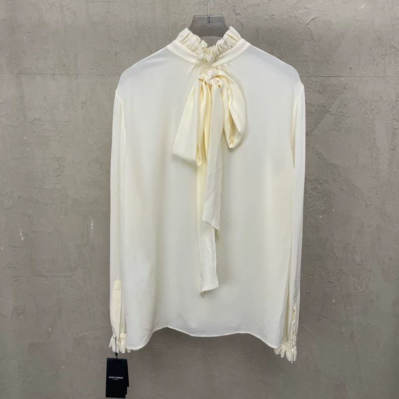 Saint Laurent Paris Saint Laurent Long Sleeve Shirt in Yellow- DMC Size US M / EU 48-50 / 2 - 2 Thumbnail