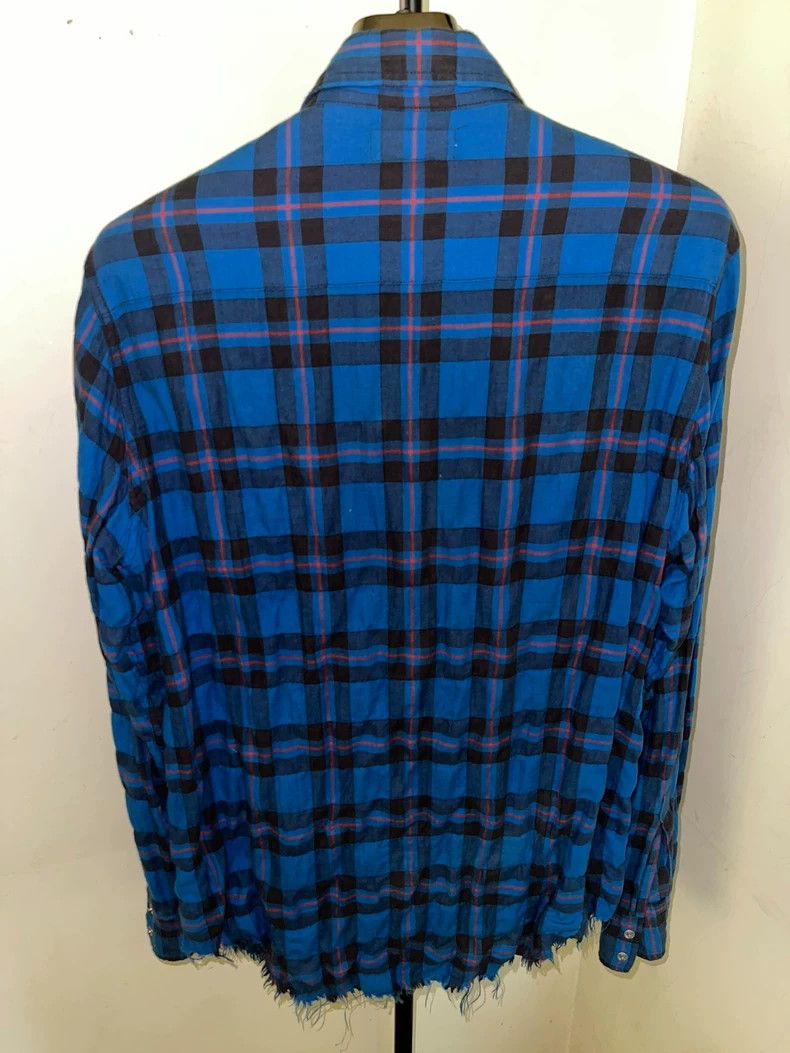 Saint Laurent Paris Saint Laurent Klein Blue Flannel Shirt with Fringes- DMC Size US L / EU 52-54 / 3 - 4 Thumbnail