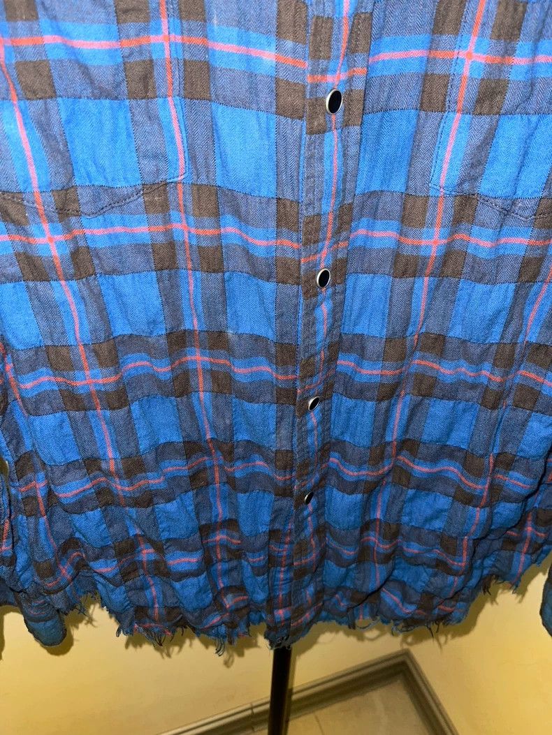 Saint Laurent Paris Saint Laurent Klein Blue Flannel Shirt with Fringes- DMC Size US L / EU 52-54 / 3 - 2 Thumbnail