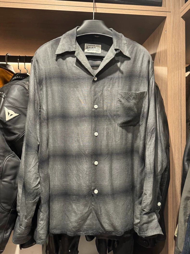 Wacko Maria Ombre Check Open Collar Long Sleeve Shirt- DMC Size US L / EU 52-54 / 3 - 3 Thumbnail
