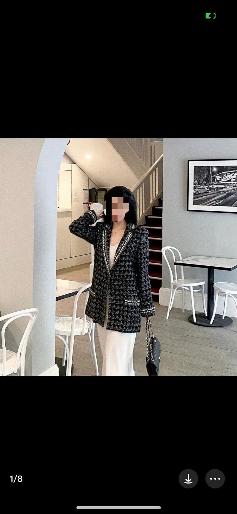 Chanel Black Houndstooth Mid-Length Chanel Coat- DMC Size US M / EU 48-50 / 2 - 8 Thumbnail