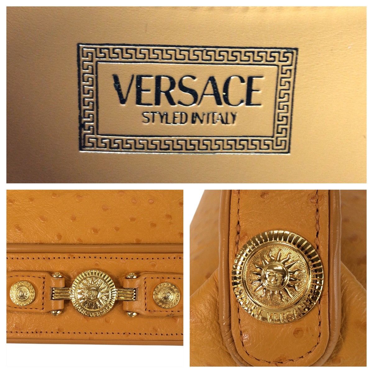 Versace Versace Versace Leather Sunburst Handbag Leather Vanity Bag 502076 DUTY FREE for USA Size ONE SIZE - 4 Thumbnail