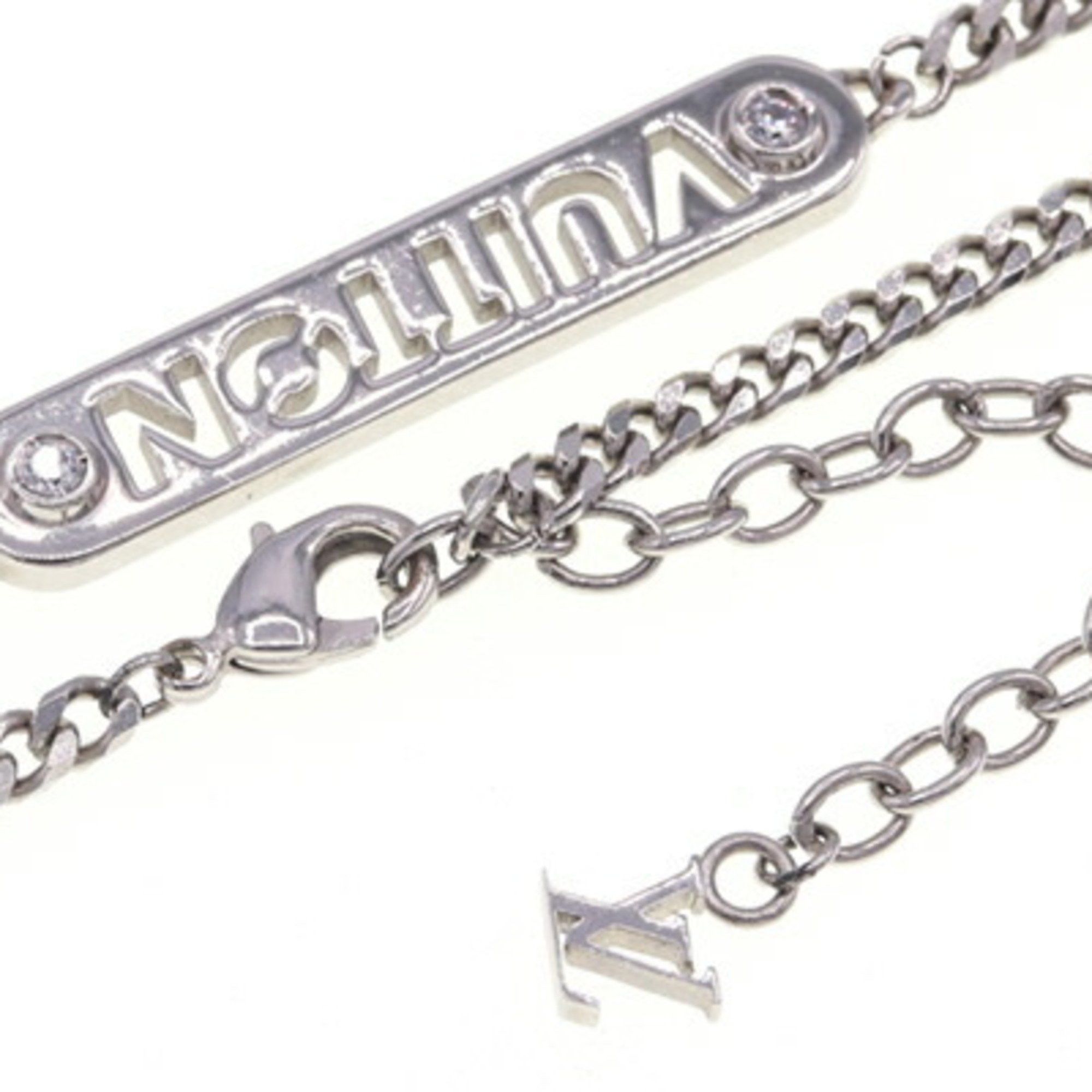 Louis Vuitton Necklace LV ID M01154 Silver Metal Choker Pendant Plate Men's LOUIS VUITTON