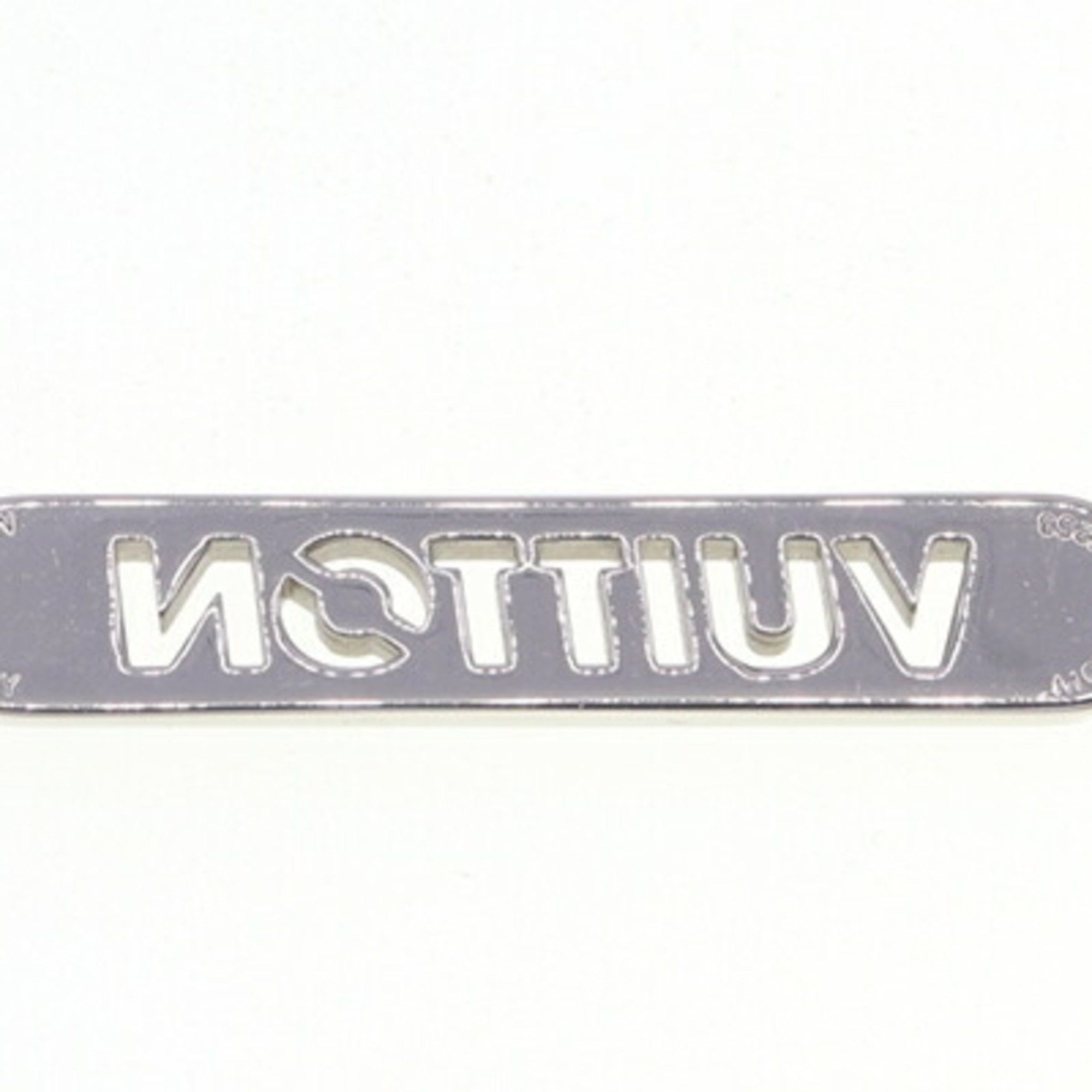 Louis Vuitton Necklace LV ID M01154 Silver Metal Choker Pendant Plate Men's LOUIS VUITTON