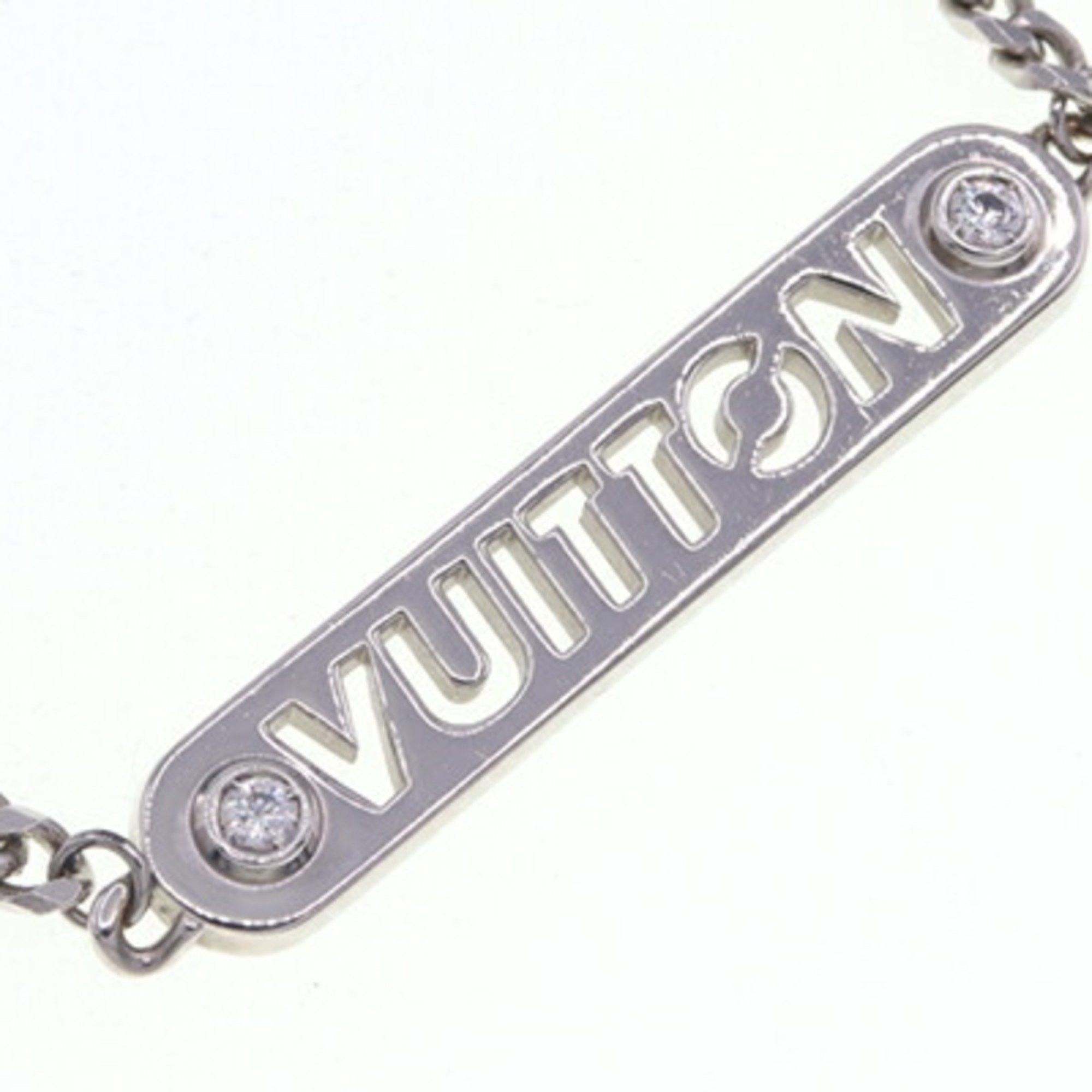 Louis Vuitton Necklace LV ID M01154 Silver Metal Choker Pendant Plate Men's LOUIS VUITTON