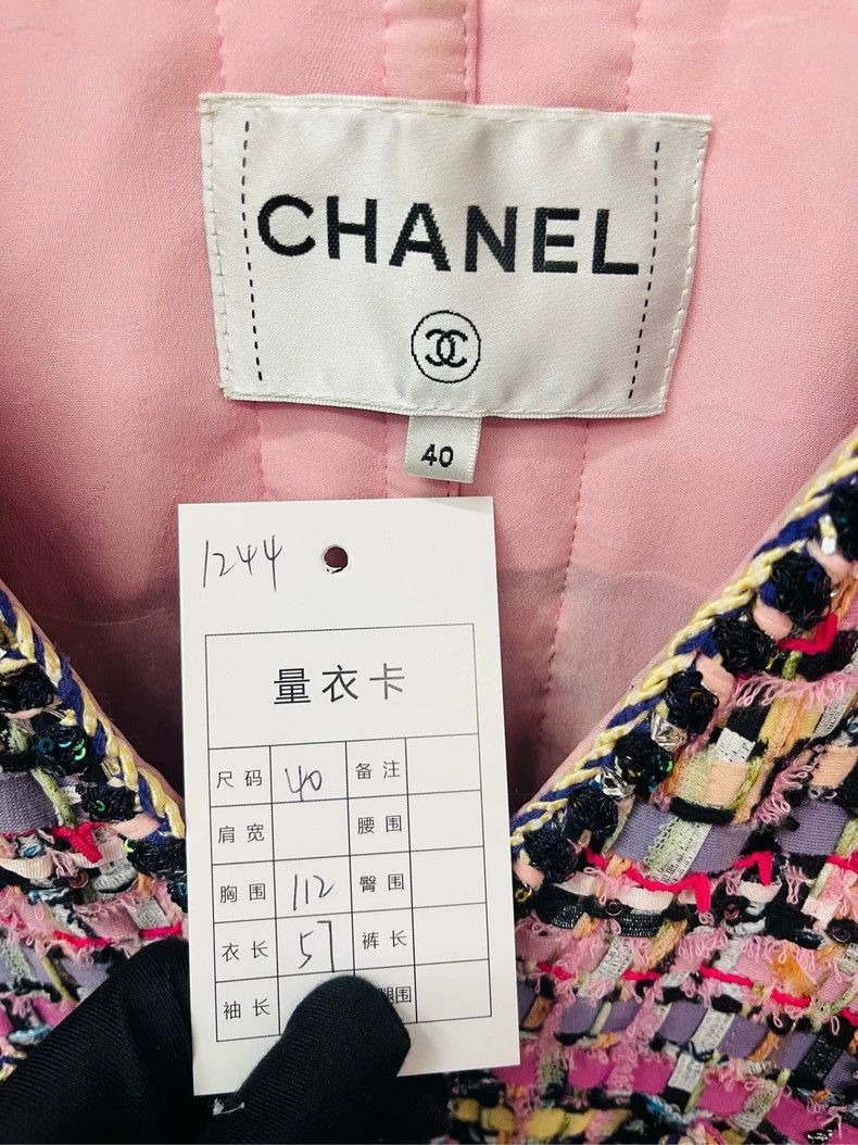 Chanel Chanel Pink Mosaic Woven Jacket- DMC Size US M / EU 48-50 / 2 - 2 Thumbnail
