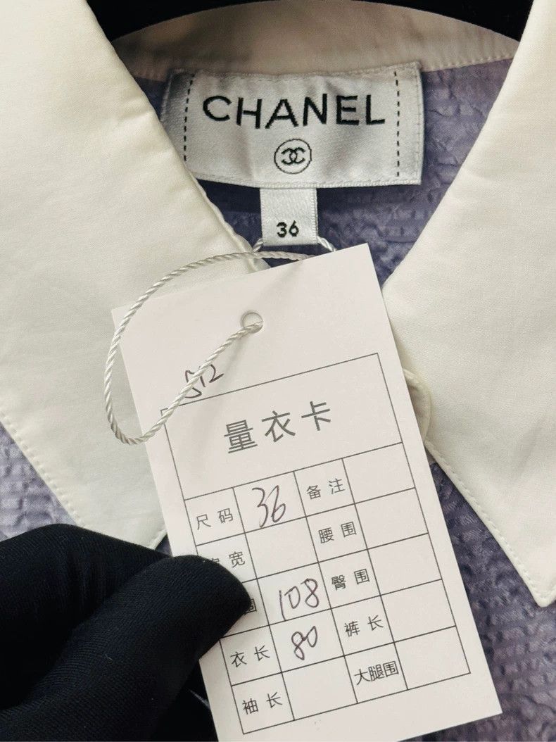 Chanel Silk Lavender Logo Print Long Sleeve Shirt- DMC Size US M / EU 48-50 / 2 - 4 Thumbnail