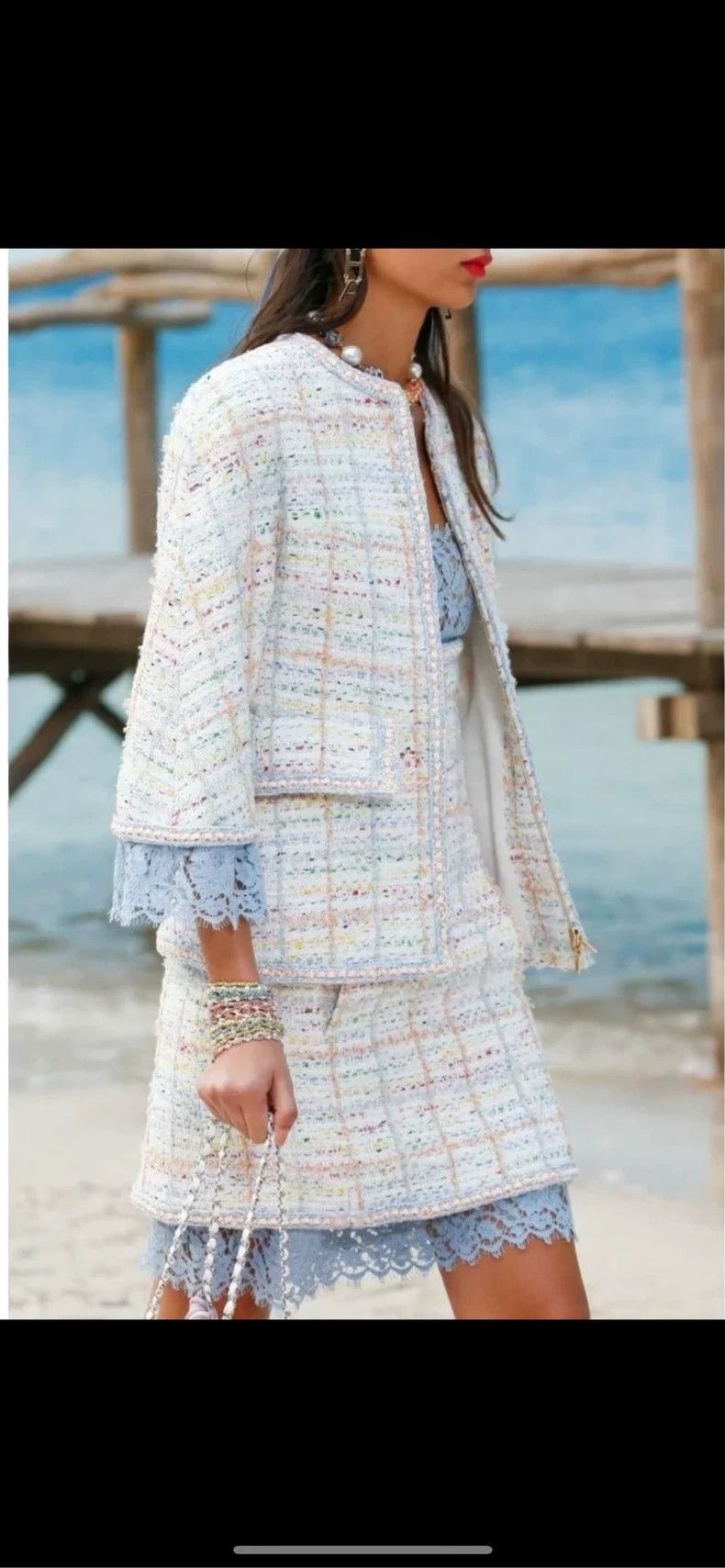 Chanel Colorful Lace Cuff Tweed Jacket from Chanel- DMC Size US M / EU 48-50 / 2 - 9 Thumbnail