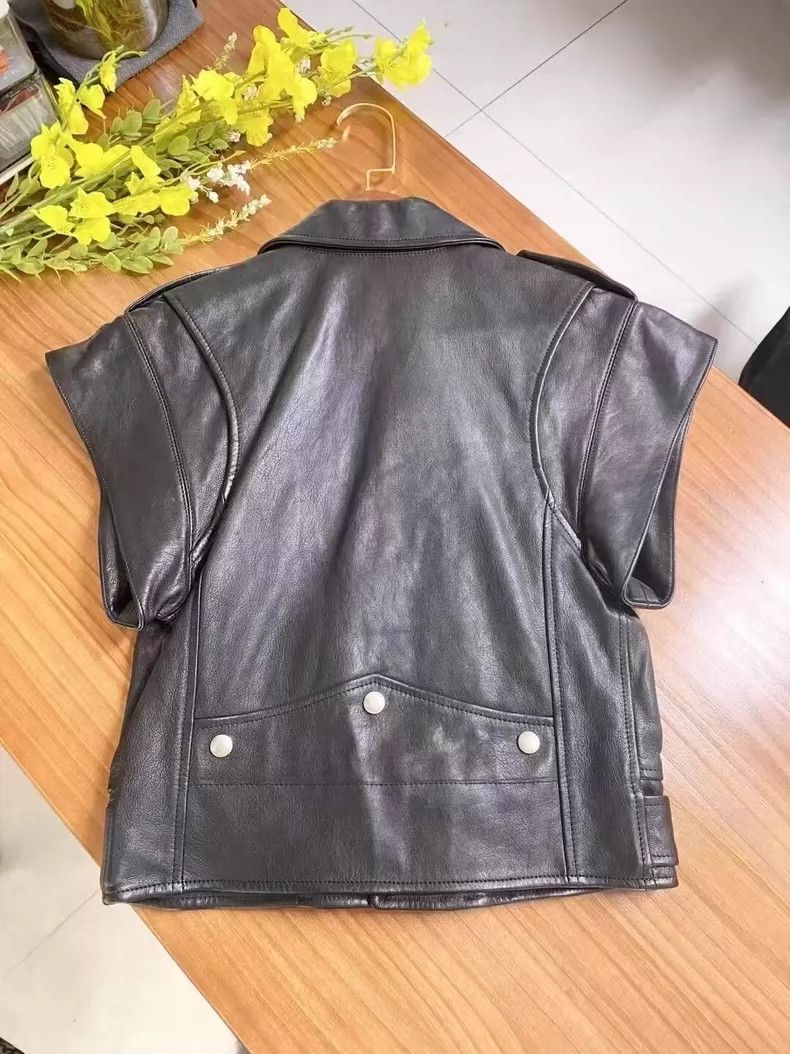Yves Saint Laurent YSL Leather Vest with Shoulder Pads- DMC Size US XS / EU 42 / 0 - 2 Thumbnail