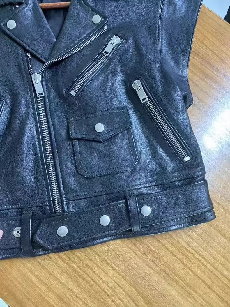 Yves Saint Laurent YSL Leather Vest with Shoulder Pads- DMC Size US XS / EU 42 / 0 - 4 Thumbnail