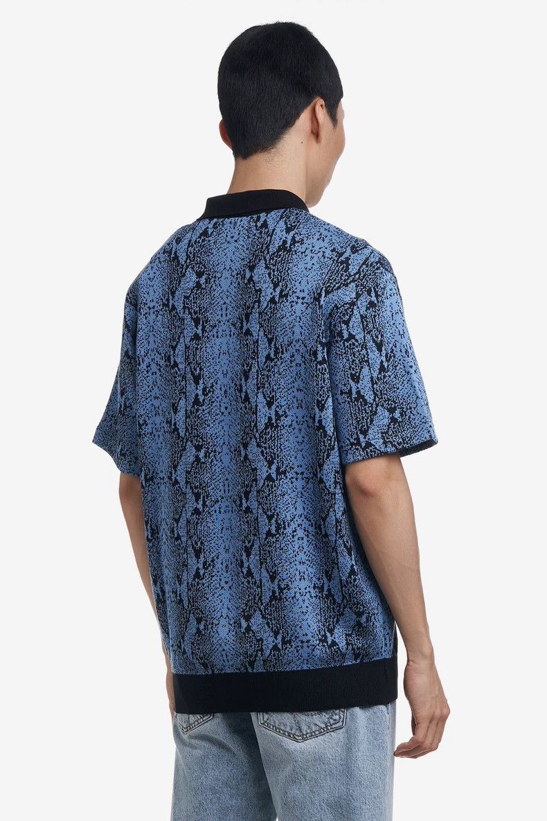 Wacko Maria WACKO MARIA Python Knit Polo Shirt Blue- DMC Size US L / EU 52-54 / 3 - 6 Thumbnail