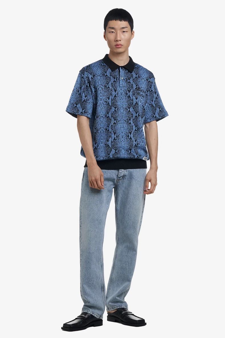 Wacko Maria WACKO MARIA Python Knit Polo Shirt Blue- DMC Size US L / EU 52-54 / 3 - 5 Thumbnail