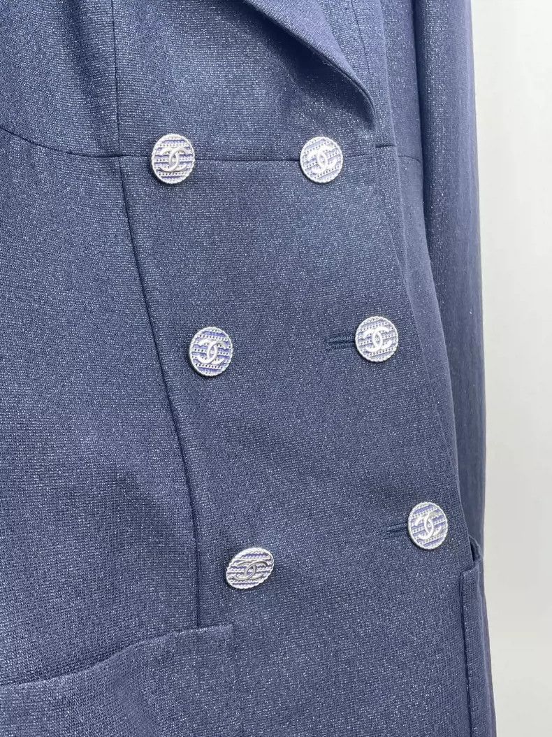 Chanel Chanel Double-Breasted Long Coat with Shimmer- DMC Size US M / EU 48-50 / 2 - 3 Thumbnail