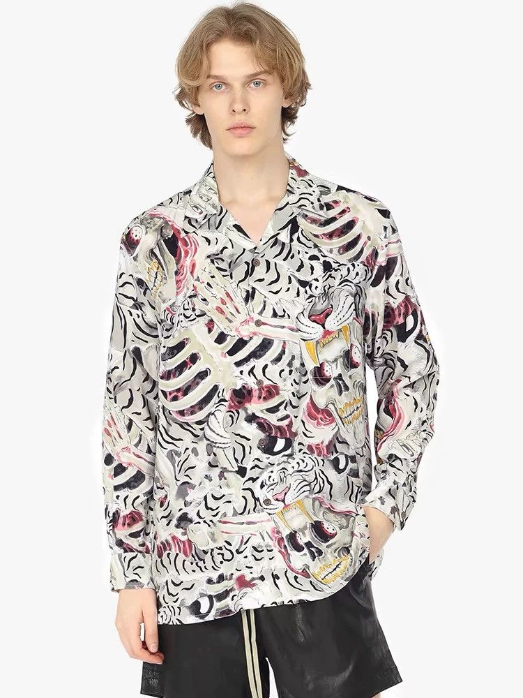 Wacko Maria WACKO MARIA Skull Tiger Hawaiian Long Sleeve Shirt- DMC Size US XL / EU 56 / 4 - 8 Thumbnail
