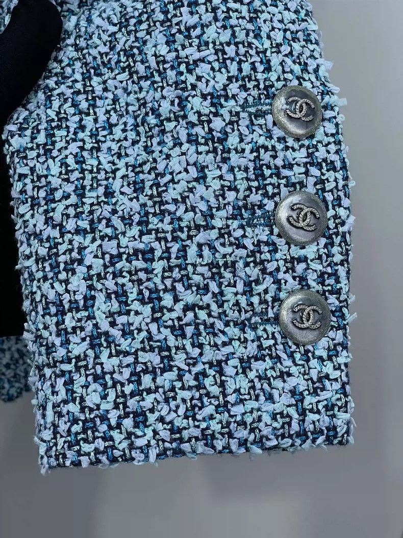 Chanel Chanel Light Blue Tweed Jacket- DMC Size US S / EU 44-46 / 1 - 3 Thumbnail