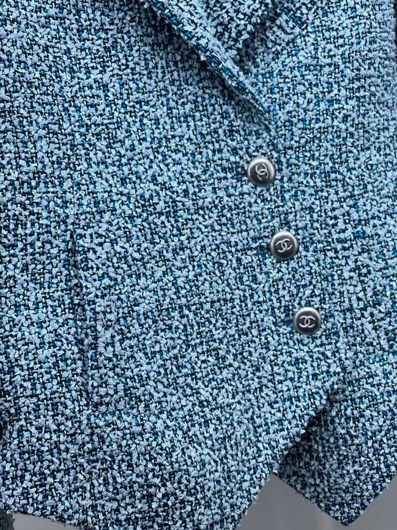 Chanel Chanel Light Blue Tweed Jacket- DMC Size US S / EU 44-46 / 1 - 4 Thumbnail