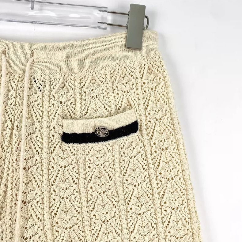 Chanel Chanel Beige Logo Cotton Knit Shorts- DMC Size US 34 / EU 50 - 3 Thumbnail