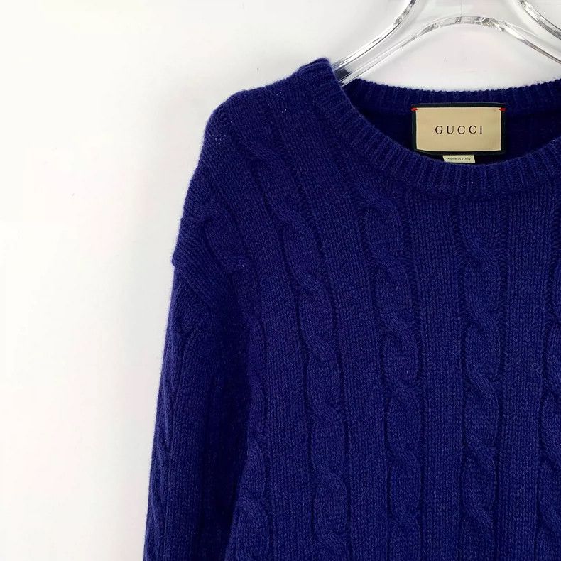 Gucci Gucci Navy Blue Striped Cashmere Knit Sweater- DMC Size US L / EU 52-54 / 3 - 3 Thumbnail