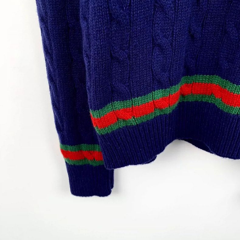 Gucci Gucci Navy Blue Striped Cashmere Knit Sweater- DMC Size US L / EU 52-54 / 3 - 4 Thumbnail