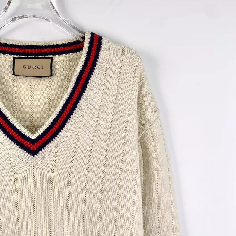 Gucci Gucci Beige V-Neck Long Sleeve Knitted Sweater- DMC Size US XXL / EU 58 / 5 - 3 Thumbnail
