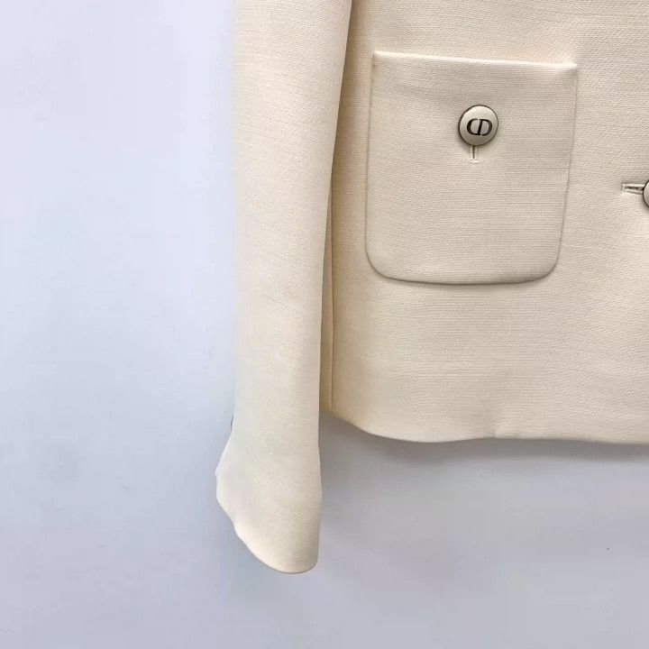 Dior Dior Cream Wool Blend Button-Up Jacket- DMC Size US XS / EU 42 / 0 - 4 Thumbnail