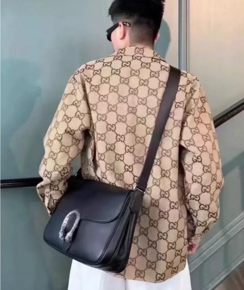 Gucci Gucci Brown Logo Pattern Long Sleeve Shirt- DMC Size US S / EU 44-46 / 1 - 8 Thumbnail