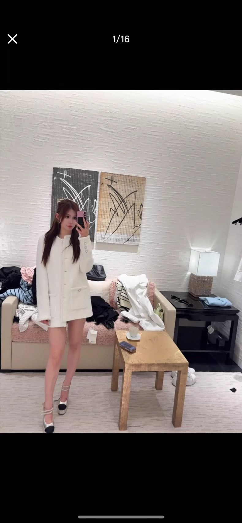 Chanel Chanel White Tweed Coat with Pockets- DMC Size US M / EU 48-50 / 2 - 6 Thumbnail