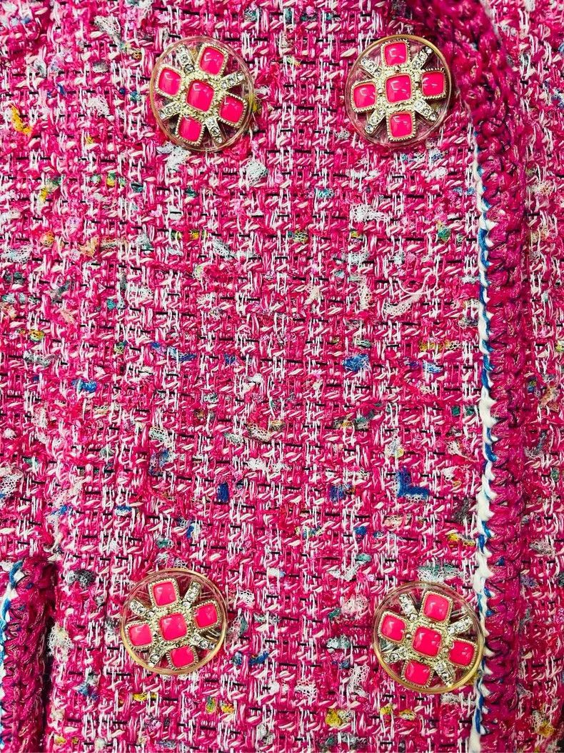 Chanel Pink Tweed Jacket with Glass Buttons- DMC Size US M / EU 48-50 / 2 - 3 Thumbnail