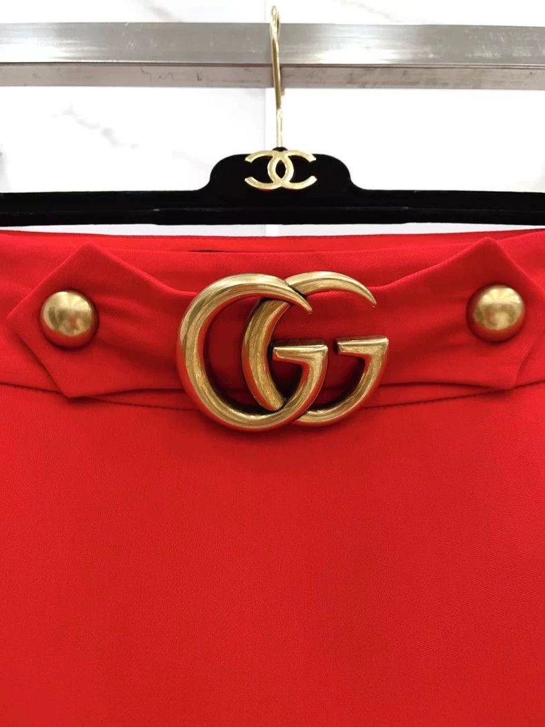 Gucci Gucci Red Wool Silk Midi Skirt with Gold Belt- DMC Size US 38 / EU 54 - 5 Thumbnail