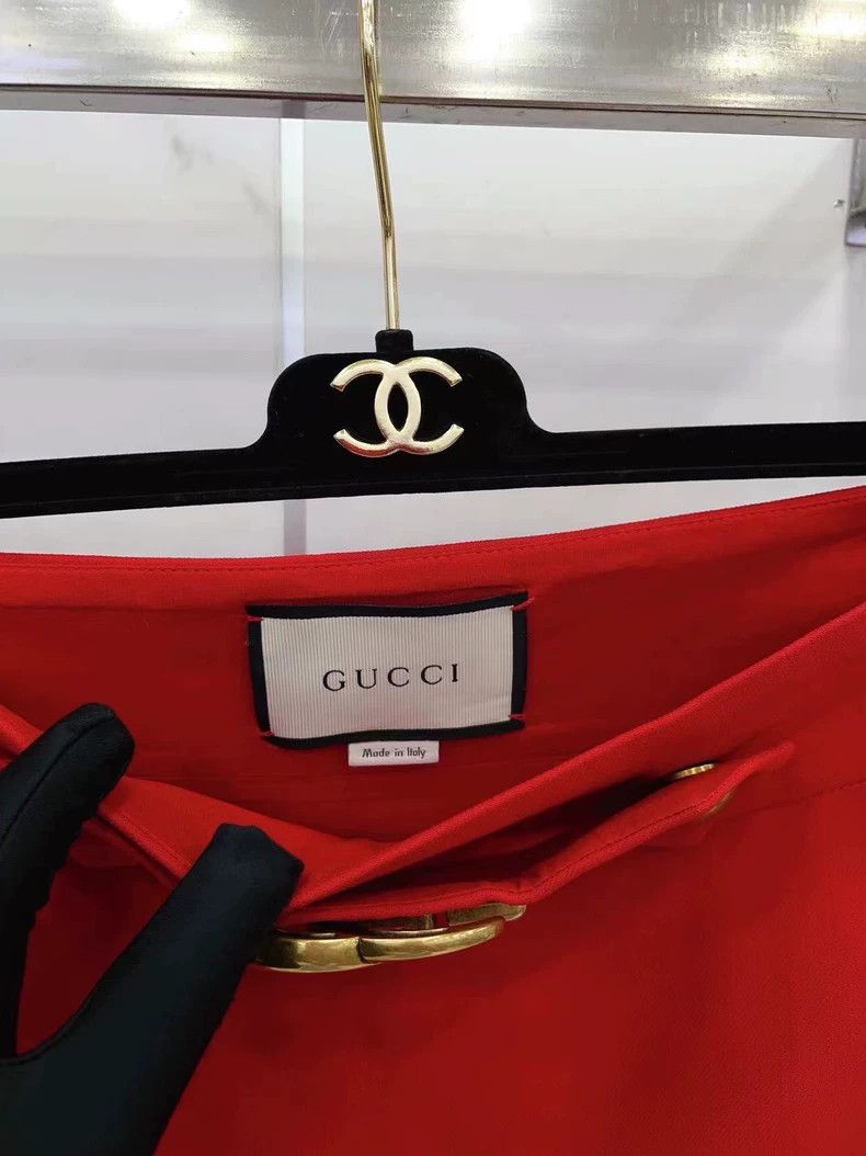 Gucci Gucci Red Wool Silk Midi Skirt with Gold Belt- DMC Size US 38 / EU 54 - 7 Thumbnail