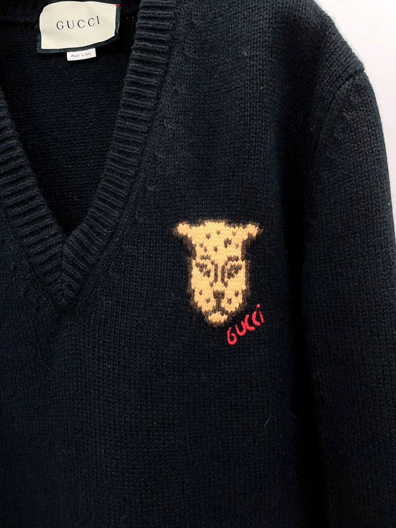 Gucci Gucci Leopard Embroidered V-Neck Sweater- DMC Size US S / EU 44-46 / 1 - 7 Thumbnail