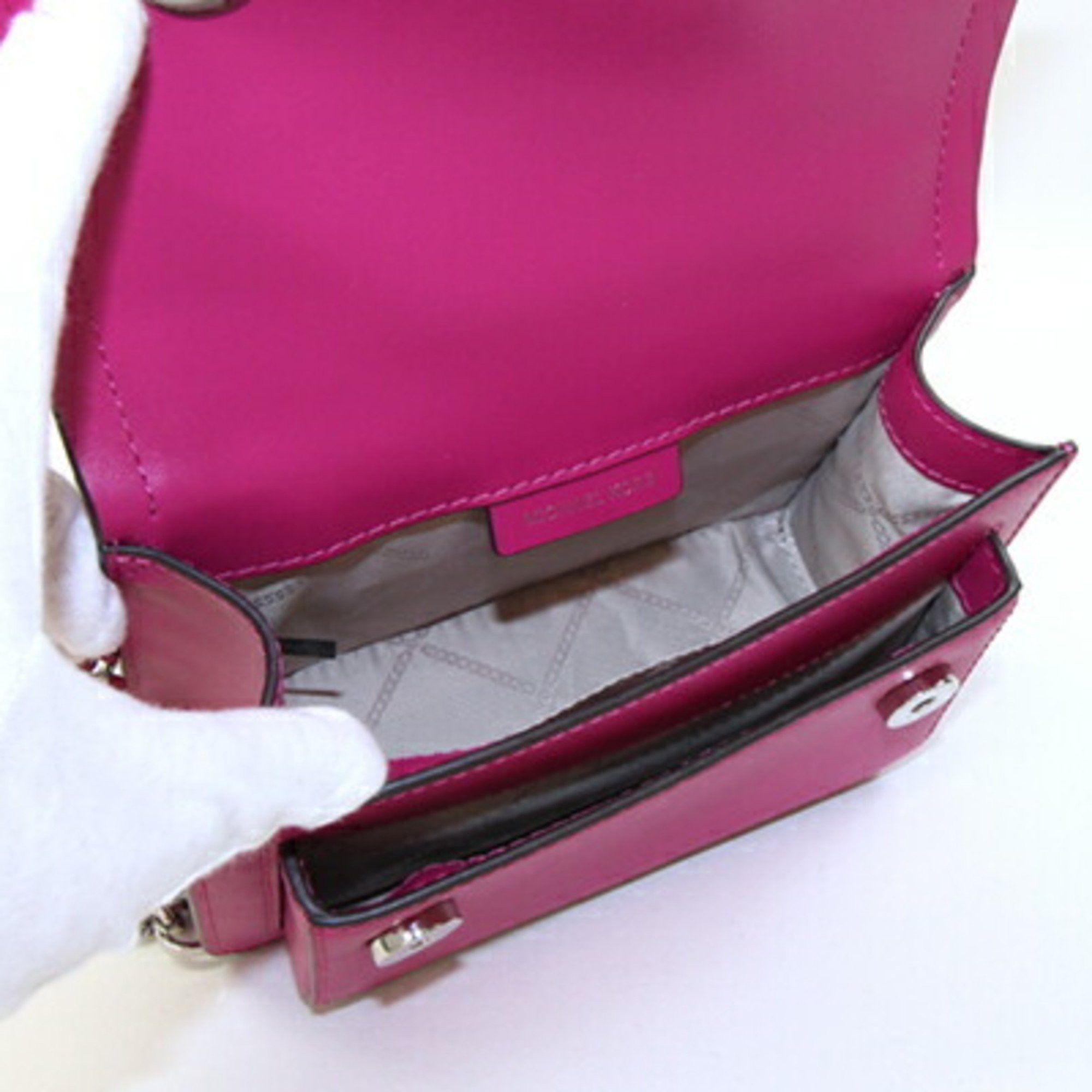 Michael Kors Michael Kors Shoulder Bag Heather Extra Small Crossbody 32S2S7HC0L Magenta Pink Leather Chain Women's MICHAEL KORS Size ONE SIZE - 3 Thumbnail