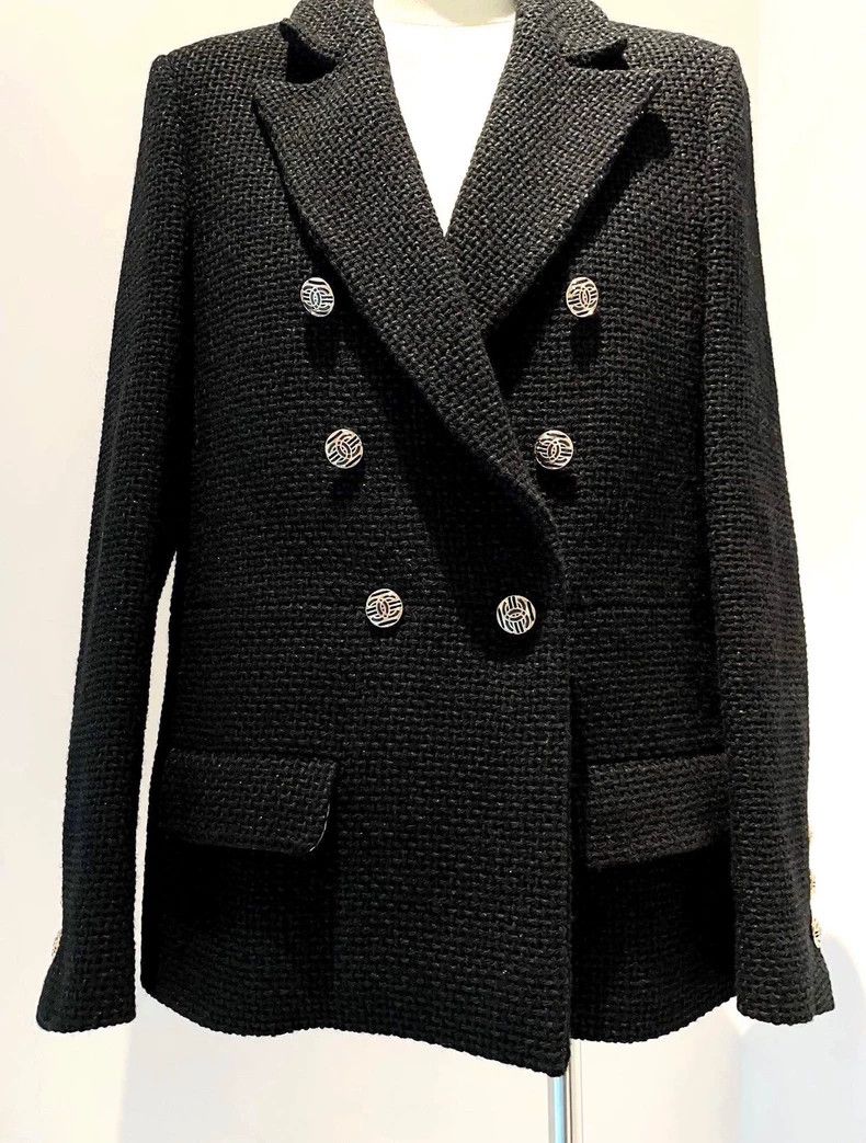 Chanel Chanel Black Tweed Double-Breasted Blazer- DMC Size US S / EU 44-46 / 1 - 4 Thumbnail