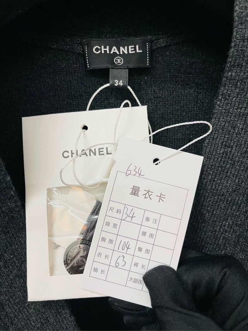 Chanel Chanel Black Gray Logo Cardigan Sweater- DMC Size US M / EU 48-50 / 2 - 2 Thumbnail