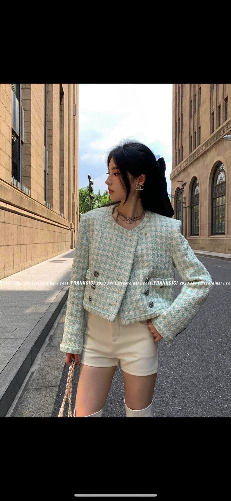 Chanel Chanel Mint Green Tweed Jacket with Buttons- DMC Size US M / EU 48-50 / 2 - 7 Thumbnail